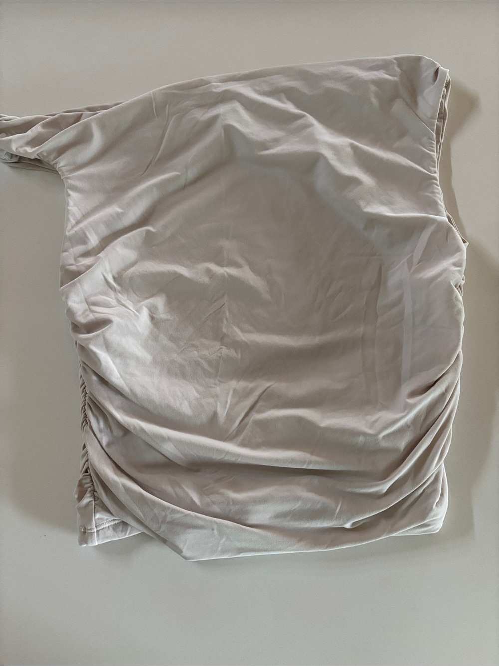 One-Shoulder Ruched Top in Light Taupe